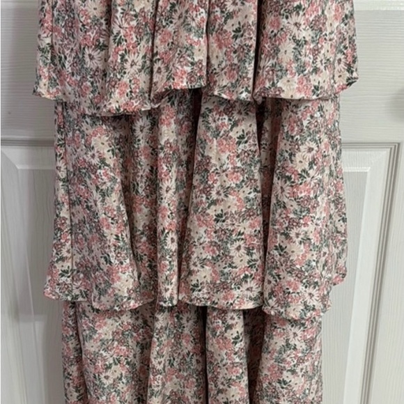 Entro Floral Maxi Dress with Green Tie Straps - Picture 3 of 5